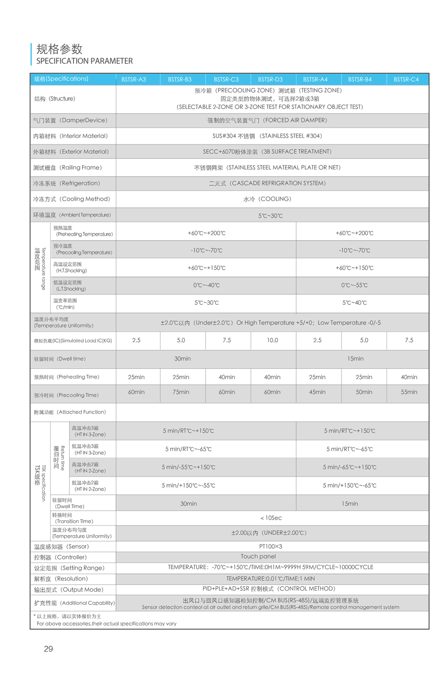 等均溫冷熱沖擊試驗(yàn)箱規(guī)格參數(shù)